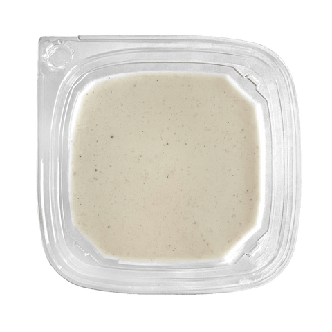 Alfredo sauce in clear plastic packaging